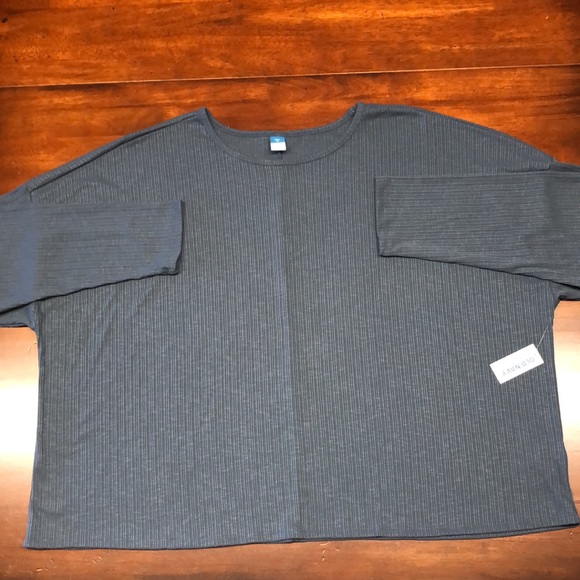 NWT OLD NAVY Luxe Blue Slub Knit Ribbed Long Sleeved Shirt Size XL - Picture 3 of 5
